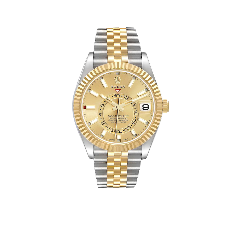 Rolex Sky Dweller 42mm Steel Yellow Gold Dial Mens Watch 326933