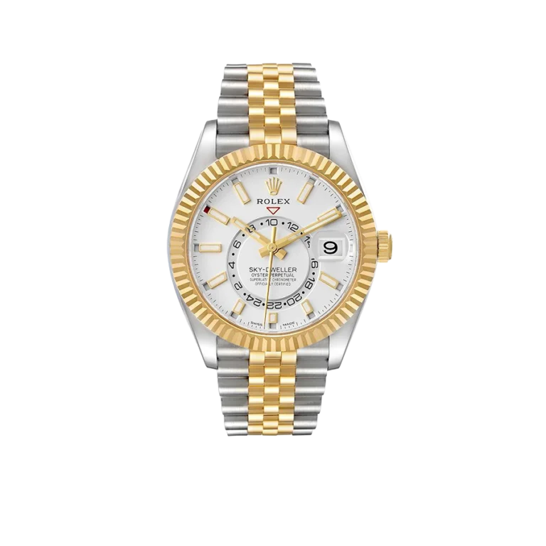 Rolex Sky-Dweller 42mm Steel Yellow Gold Silver Dial Mens Watch 326933