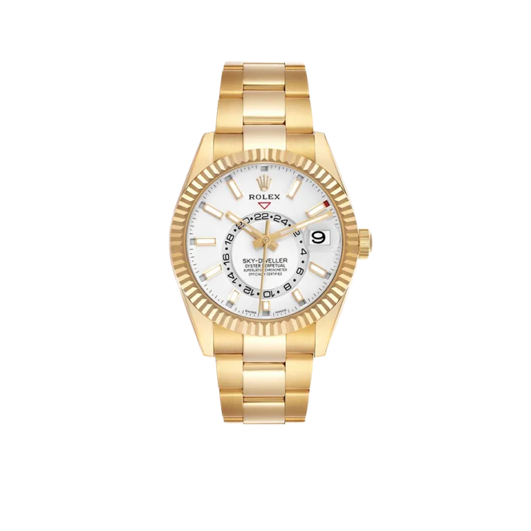 Rolex Sky-Dweller 42mm Yellow Gold White Dial Automatic Mens Watch 326938