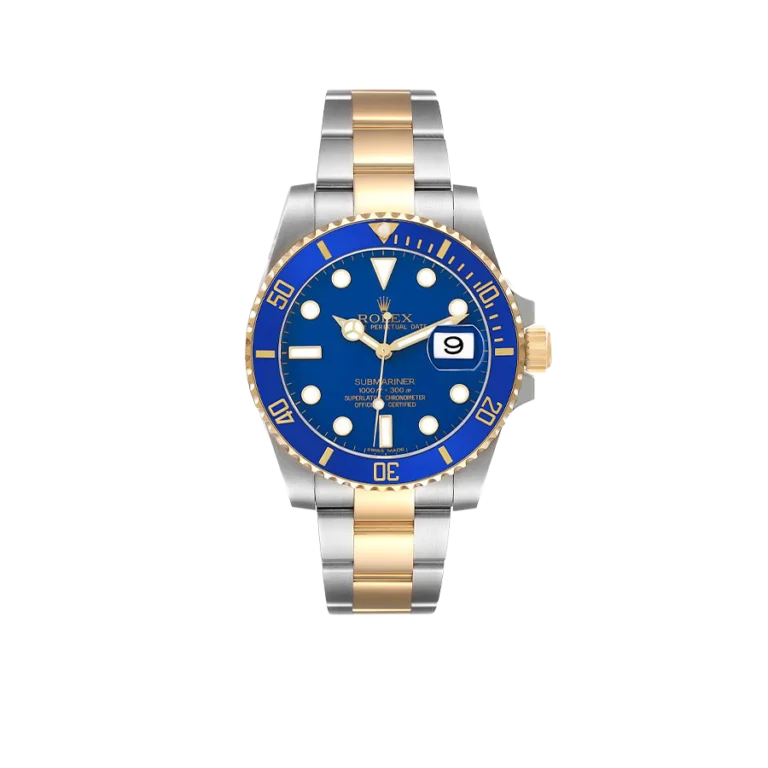 Rolex Submariner 40mm Steel Yellow Gold Blue Dial Bezel Mens Watch 116613