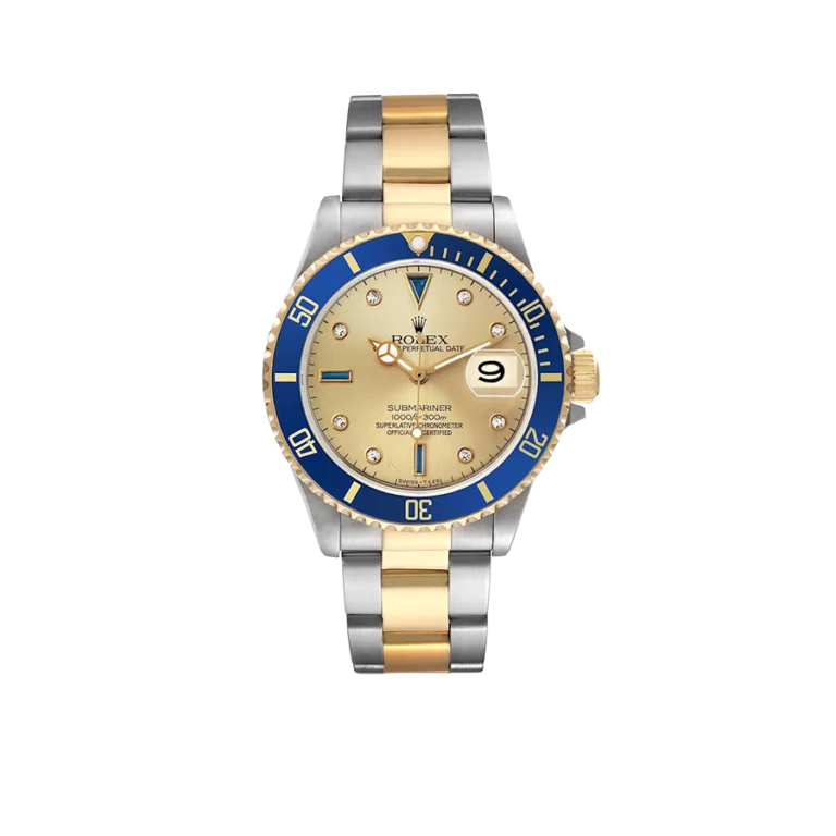 Rolex Submariner Steel Yellow Gold 40mm Diamond Serti Mens Watch 16613