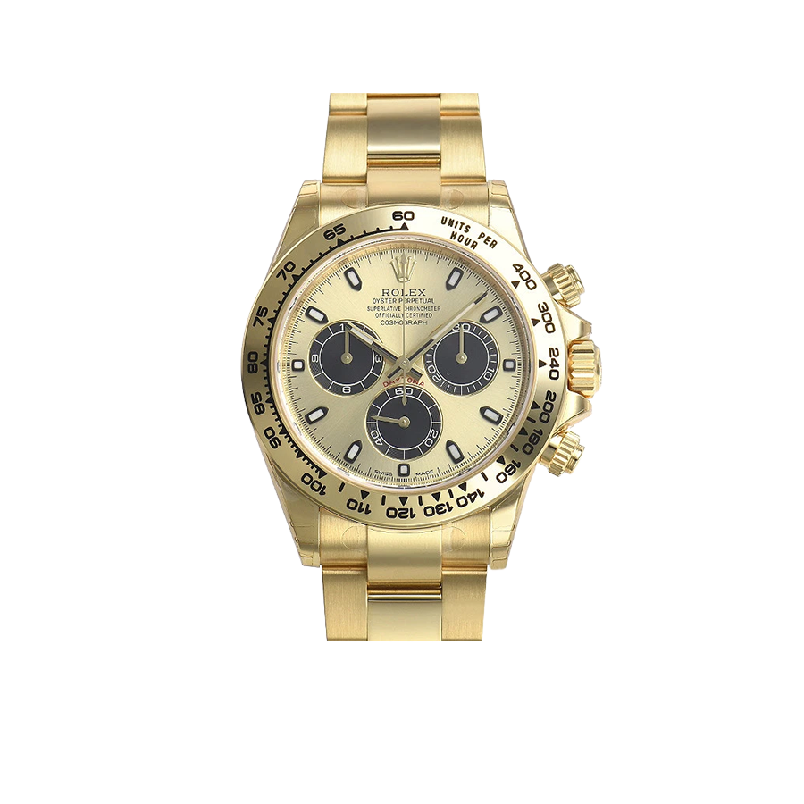 Rolex Cosmograph Daytona 40mm Yellow Gold Champagne Black Dial 116508