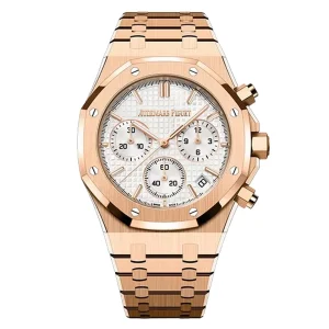 AudemarsPiguet 26240OR Rose Gold 41mm Three Register Chronograph Rose Gold Bracelet Rose Gold Bezel