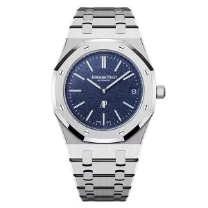 AudemarsPiguet 16202BC Blue 39mm Date Display Platinum Bracelet Octagonal Bezel