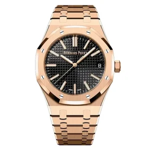 AudemarsPiguet 15510OR Rose Gold 41mm Black Dial Rose Gold Bracelet Rose Gold Bezel