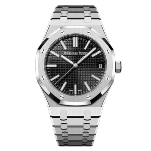 AudemarsPiguet 15510ST Black 41mm Checkered Dial Steel Bracelet Steel Bezel