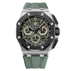 AudemarsPiguet 26420CE Green 43mm Chronograph Fabric Strap Ceramic Bezel