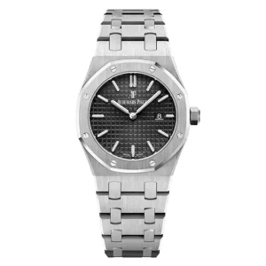 AudemarsPiguet 67650ST Black 33mm Date Display Stainless Steel Bracelet Octagonal Bezel