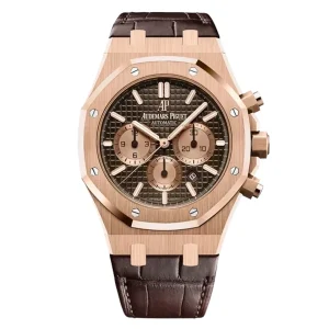 AudemarsPiguet 26331OR Chocolate Color 41mm Chronograph Rose Gold Bracelet Rose Gold Bezel