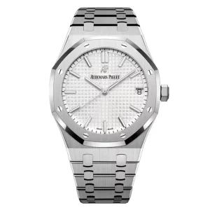 AudemarsPiguet 15500ST Silver 41mm Grande Tapisserie Pattern Stainless Steel Bracelet Octagonal Bezel