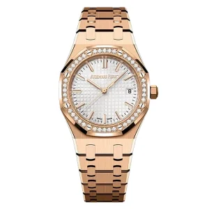 AudemarsPiguet 15551OR Rose Gold 37mm Diamond Set Rose Gold Bracelet Diamond Set Bezel