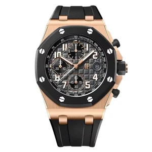 AudemarsPiguet 26238OK Smoked grey dial 42mm Rose gold case Rubber strap Ceramic bezel