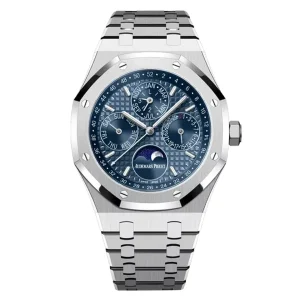 AudemarsPiguet 26574ST Blue 41mm Perpetual Calendar Stainless Steel Bracelet Stainless Steel Bezel