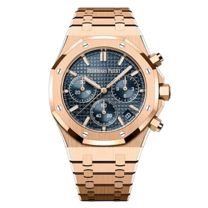 AudemarsPiguet 26240OR Blue 41mm Flyback Chronograph Rose Gold Bracelet Rose Gold Bezel