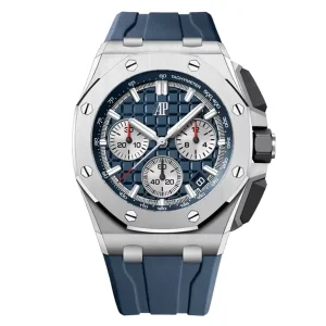 AudemarsPiguet 26420TI Blue 43mm Chronograph Rubber Strap Titanium Bezel