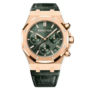 AudemarsPiguet 26240OR Rose Gold 41mm Olive Green Dial Alligator Leather Strap Octagonal Bezel