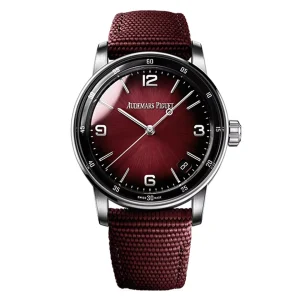AudemarsPiguet 15210BC Burgundy Red 41mm CODE 11.59 Red Fabric Strap Round Bezel