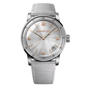 AudemarsPiguet 15210CR Silver 41mm Sunray Fabric Strap Round