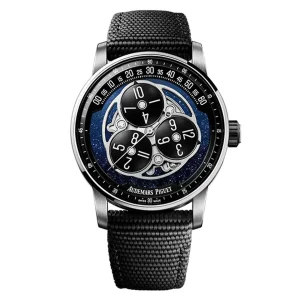 AudemarsPiguet 15212NB Aventurine 41mm Complicated Function Fabric Strap Round Bezel