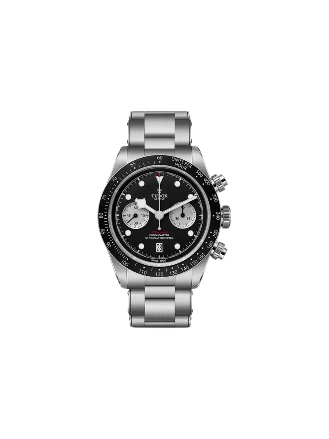 Tudor 79360N Black 41mm Chrono Rivet Steel Bracelet Round