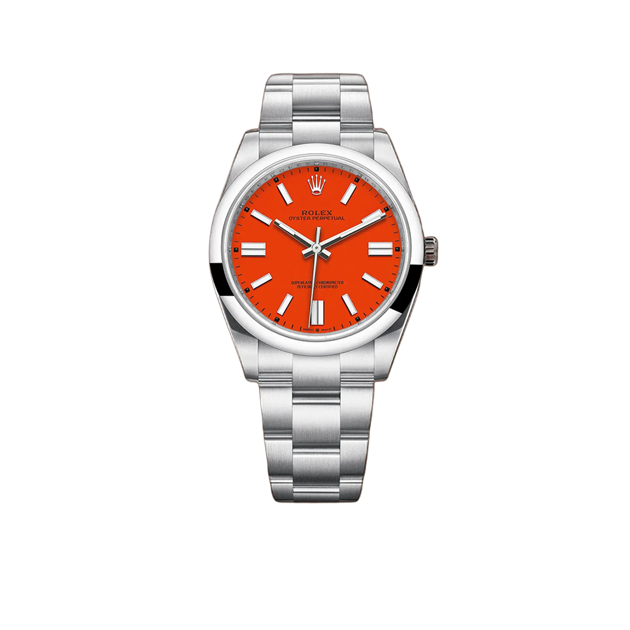 Rolex Oyster Perpetual 41mm Stainless Steel Coral Red Dial 124300 ?C 0007